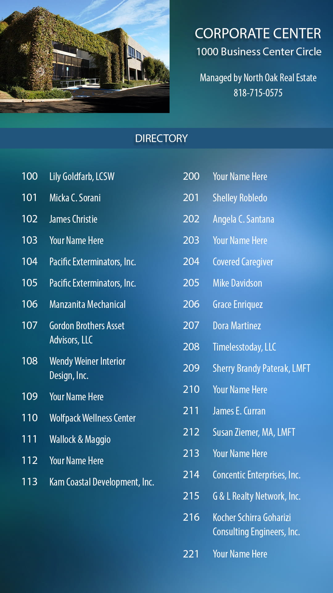 Corporate Center Directory